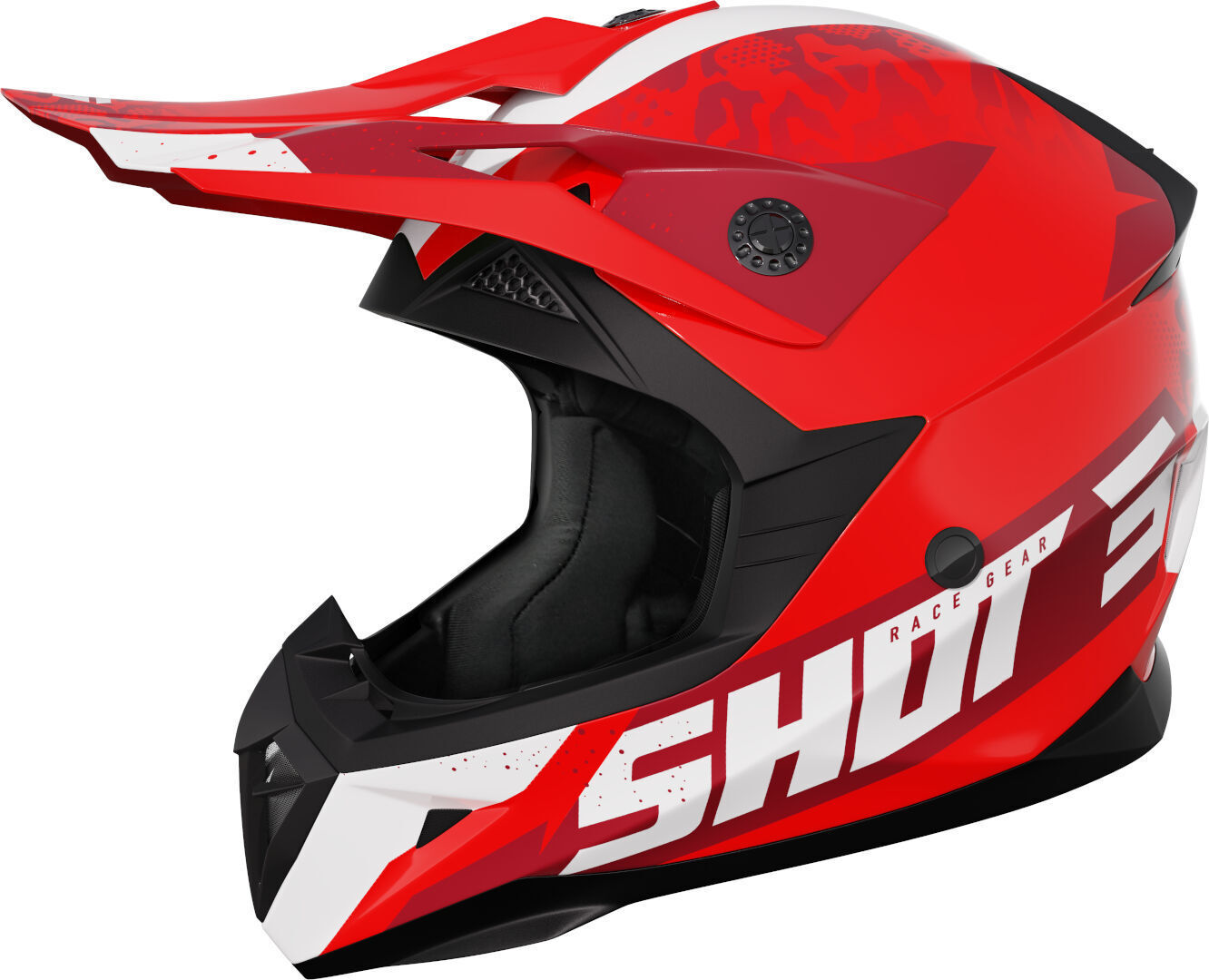 Shot Pulse Airfit Casco de motocross - Blanco Rojo (XL)