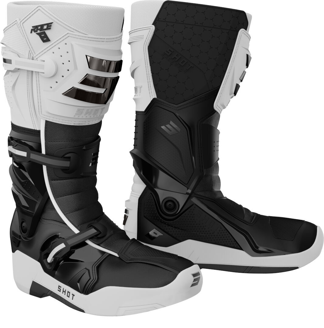 Shot Race 8 Botas de motocross - Negro Blanco (43)