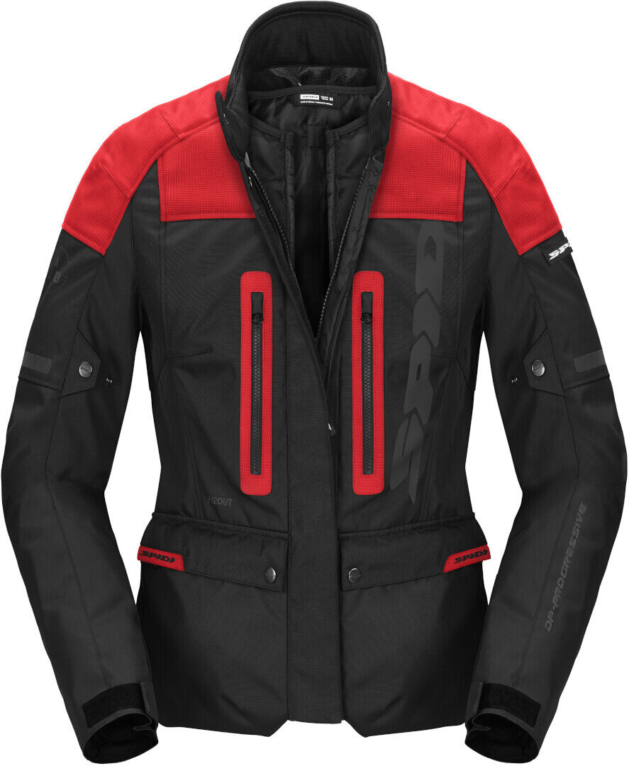 Spidi Traveler 3 Evo H2Out impermeable Chaqueta textil de motocicleta para mujer - Negro Rojo (L)