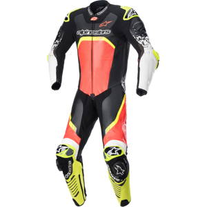 Nahkapuku Alpinestars GP Tech V4 Musta-Puna-Keltainen