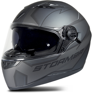 Stormer Casque Intégral Stormer Pusher Blaze Gris-Noir-Métal -