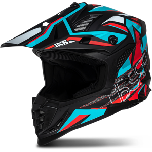 Casque Cross iXS iXS363 2.0 Noir Mat-Petrole-Rouge -