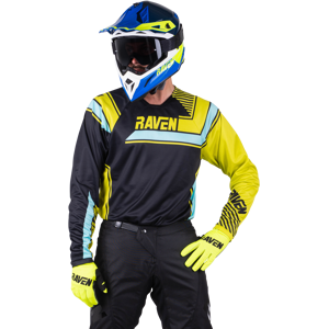 Maillot Cross Raven Rival Noir-Lime-Turquoise -