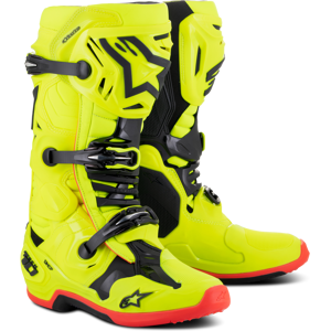 Bottes Cross Alpinestars Tech 10 Jaune FluoaNoir Rouge Fluo 