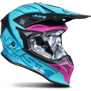 Casque Cross Just1J39Thruster Noir Petrol-Bleu-Fuxia -