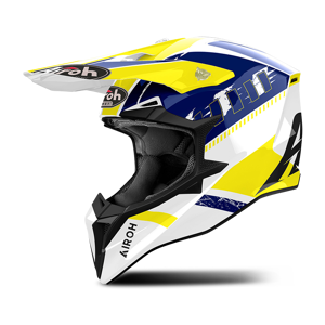 Casque Cross Airoh Wraaap Feel Jaune-Bleu Brillant -