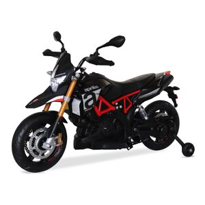 sweeek Aprilia noire Dorsoduro 900. moto electrique pour enfants 12V 4.5Ah. 1 place avec autoradio - Noir