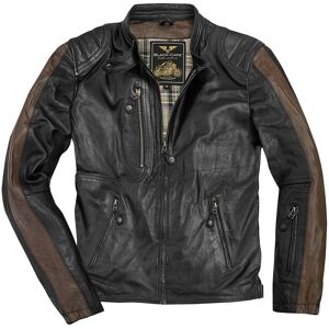 Black-Cafe London Vintage Veste en cuir de moto Noir Brun taille : 48 - Publicité