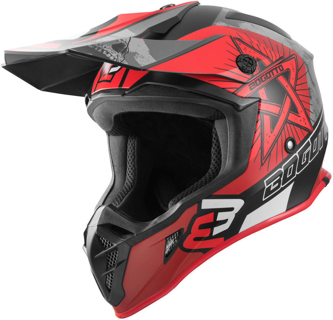 Bogotto V332 Rebelion Casque de motocross Noir Rouge taille : L