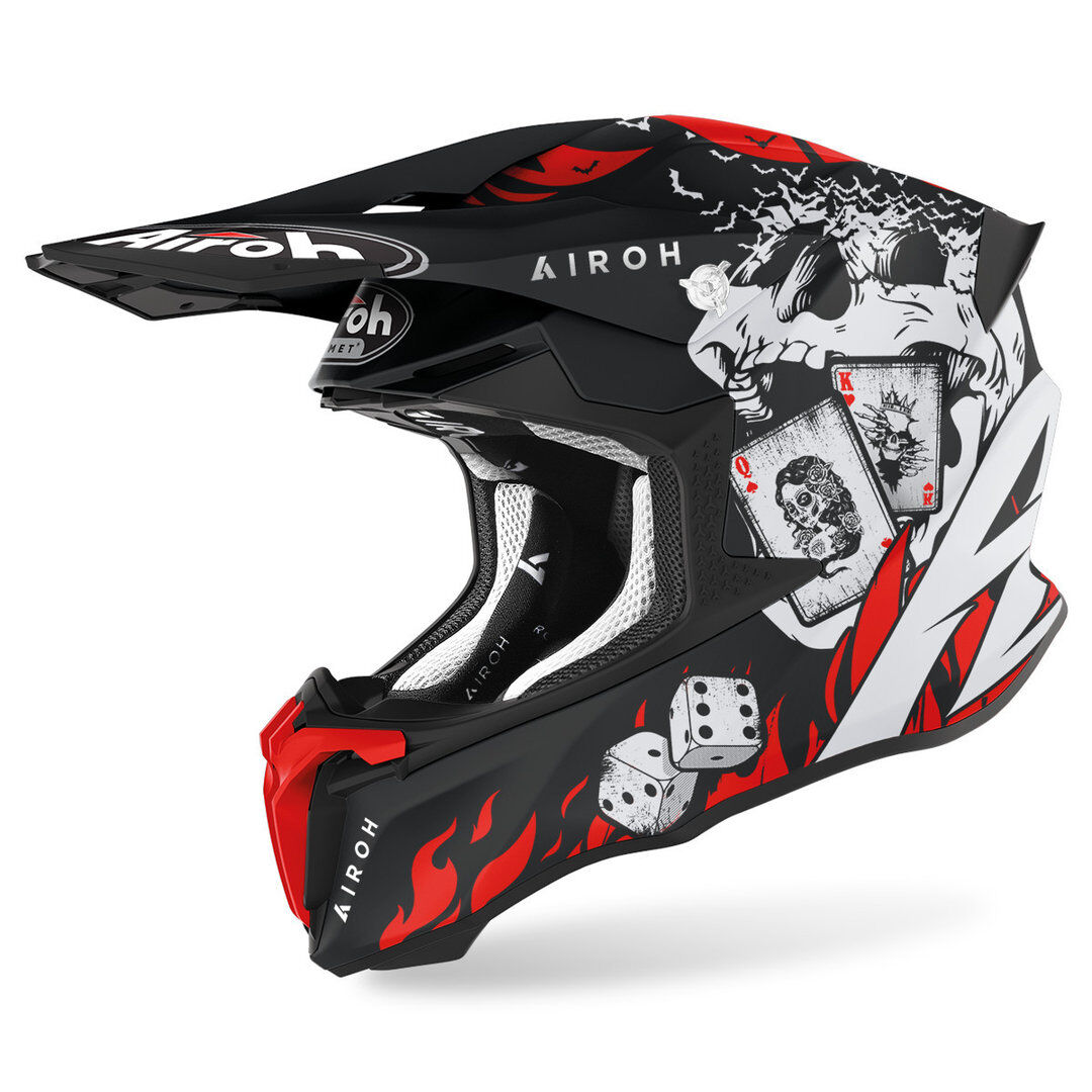 Airoh Twist 2.0 Hell Casque de motocross Noir Blanc Rouge taille : XS