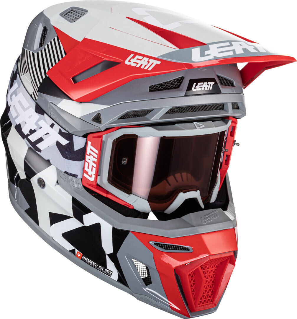 Leatt 8.5 Forge 2024 Casque de motocross avec lunettes Noir Gris Rouge taille : L