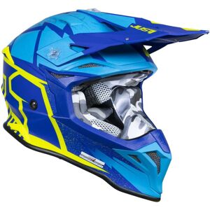 Casco Moto Cross Enduro Just1 J39 Poseidon Fluo Giallo Blu taglia XS