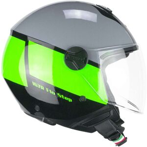 Casco Moto Jet CGM 167R FLO STEP Grigio Verde - Visiera Lung taglia XL