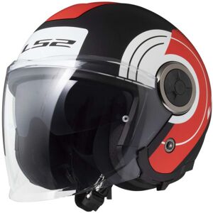 Casco Moto Jet Ls2 OF620 CLASSY DISKO Nero Opaco Rosso Bianc taglia XL