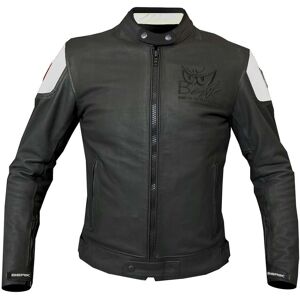 Giubbotto Moto in Pelle Berik LJ-221324-BK Nero Bianco taglia 48