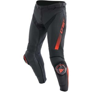 Pantalone Moto in Pelle Dainese SUPER SPEED Black Rosso Fluo taglia 64