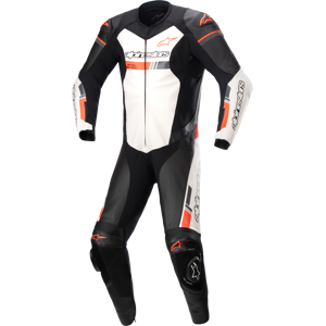 Alpinestars Tuta in Pelle  GP Force Chaser Nero-Bianco-Rosso Fluo