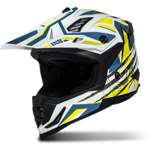 iXS Casco Cross  363 2.0 Bianco Opaco-Blu-Giallo Fluo