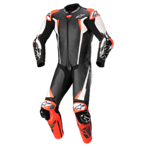 Alpinestars Tuta in Pelle  Racing Absolute V2 Nero-Bianco-Rosso Fluo