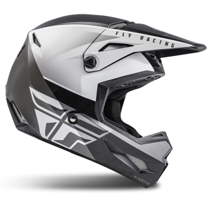 FLY Racing Casco Cross Bambino  Kinetic Straight Edge Nero-Grigio