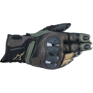 Alpinestars Guanti Moto  Belize V2 Drystar Nero-Forest-Marrone