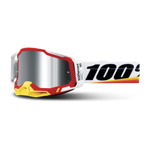 100% Maschera Cross  Racecraft 2 Arsham Rossa - Lente Specchio Argento Flash