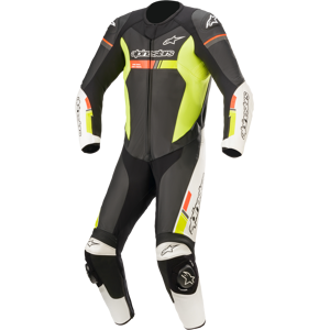 Alpinestars Tuta in Pelle  GP Force Chaser Nero-Bianco-Arancio Fluo-Giallo Fluo