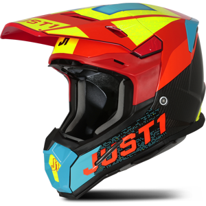 Just1 Casco Cross  J22 Adrenaline Rosso-Blu-Giallo Carbonio