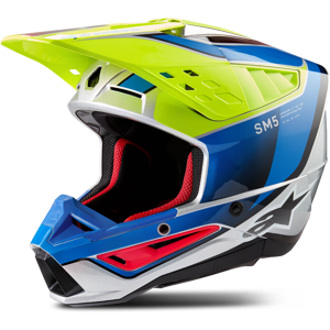 Alpinestars Casco Cross  SM5 Sail Giallo Fluo-Blu Smalto-Argento