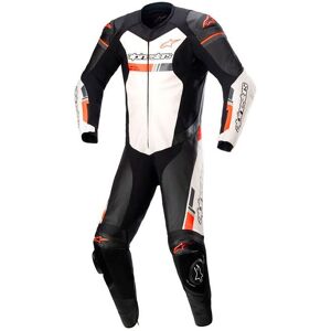 Tuta Pelle Racing Gp Force Chaser Alpinestars Bianco / Rosso Fluo