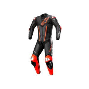 Tuta Pelle Racing Fusion Alpinestars Nero / Rosso Fluo