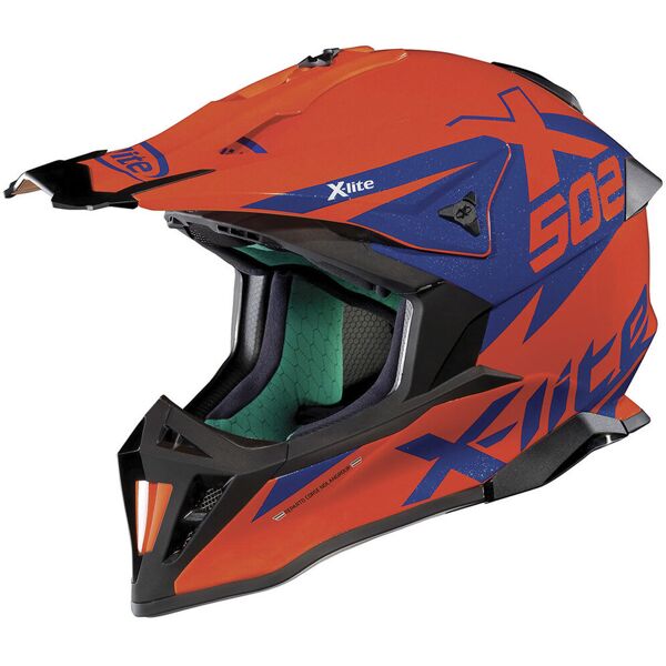 x-lite x-502 matris casco di motocross blu arancione 2xl