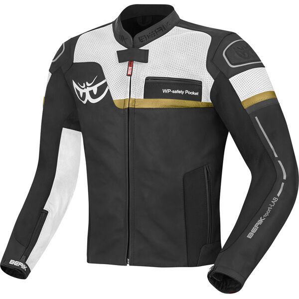 berik sportivo giacca in pelle motociclistica nero bianco marrone oro beige 50