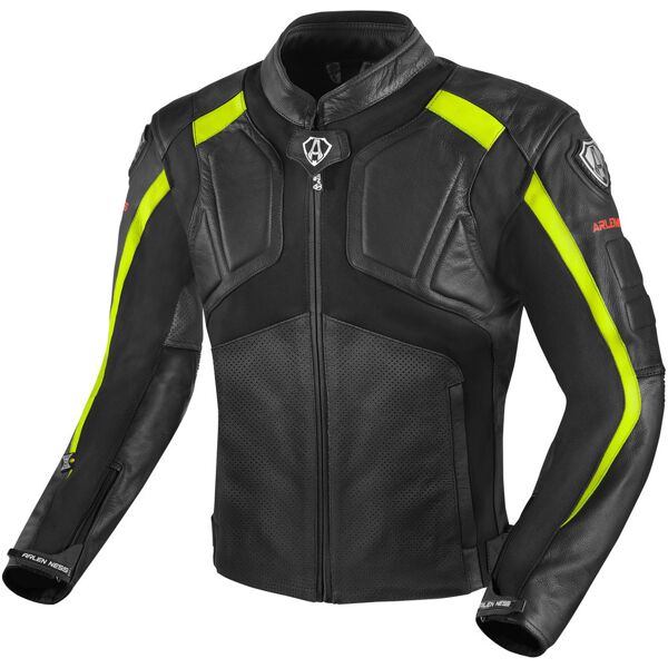 arlen ness sportivo giacca moto in pelle nero giallo 50