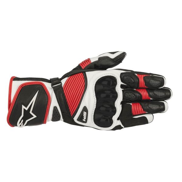 alpinestars sp-1 v2 guanti moto in pelle nero bianco rosso 2xl
