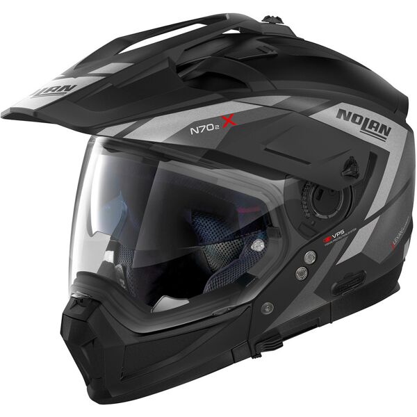 nolan n70-2 x grandes alpes n-com casco nero argento 2xs