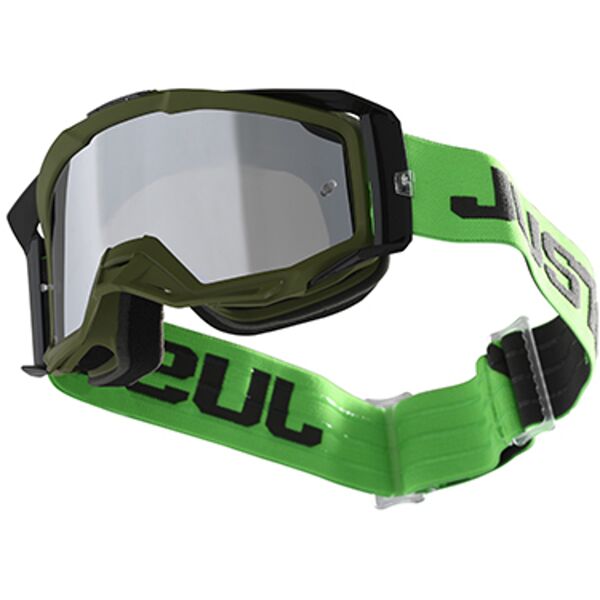 just1 iris track motocross occhiali protettivi nero verde unica taglia
