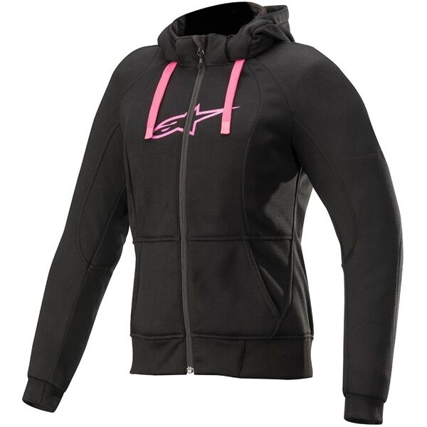 alpinestars stella chrome sport felpa con cappuccio motociclistica da donna nero rosa l