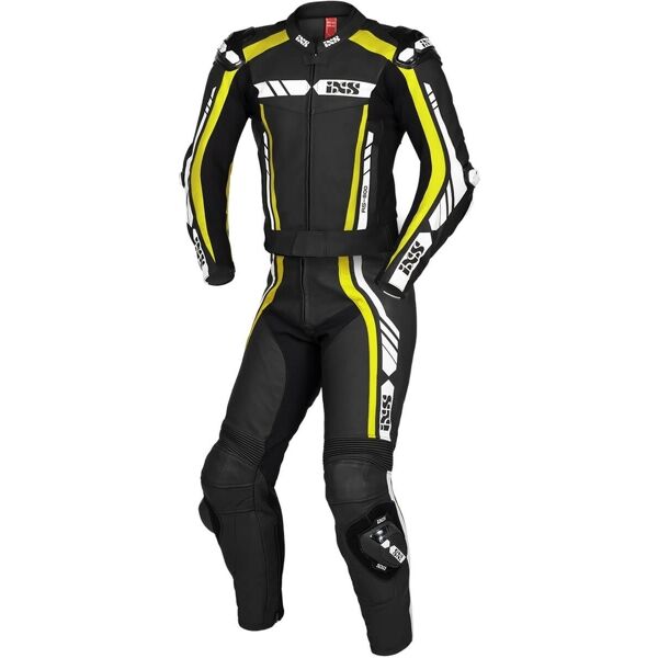 ixs sport rs-800 1.0 abito moto due pezzi in pelle nero bianco giallo xl 110