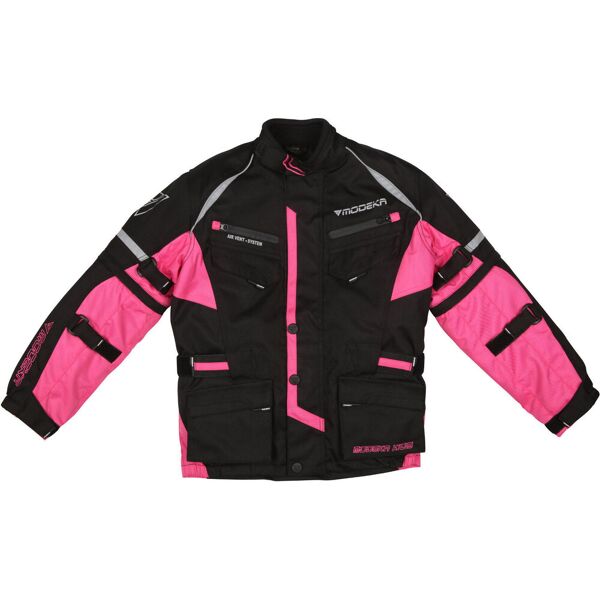 modeka tourex ii giacca tessile per moto ciclismo per bambini nero rosa 2xs 128