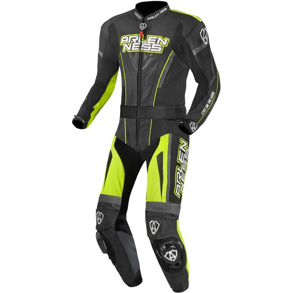 arlen ness edge abito moto due pezzi in pelle nero grigio giallo 56