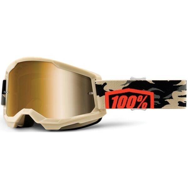 100% strata ii extra kombat occhiali motocross nero beige unica taglia