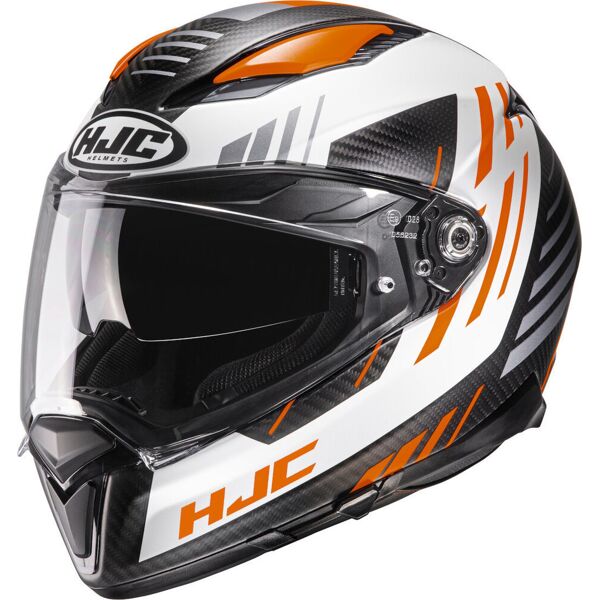 hjc f70 carbon kesta casco nero bianco arancione 2xl