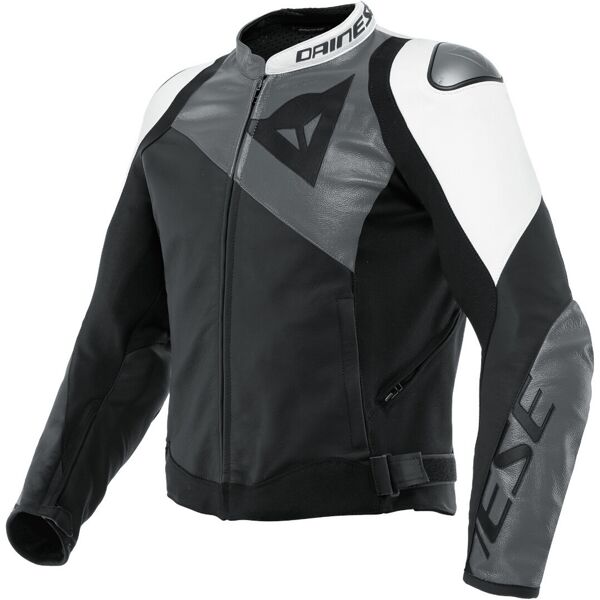 dainese sportiva giacca in pelle per moto nero grigio bianco 50