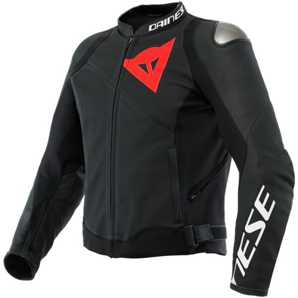 dainese sportiva giacca in pelle traforata per moto nero 46