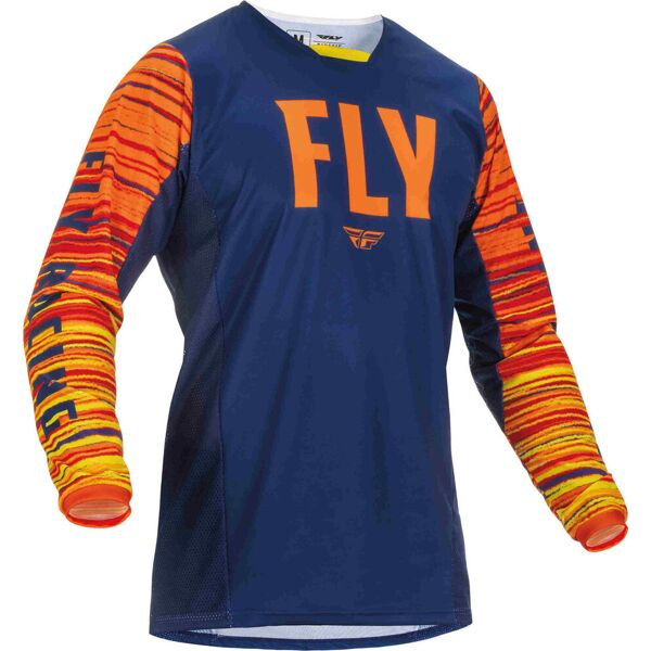 fly racing kinetic wave maglia motocross blu arancione xl