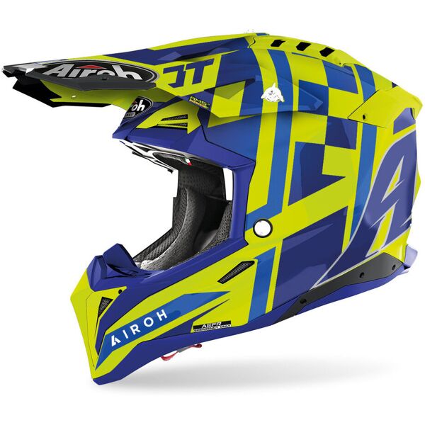 airoh aviator 3 tc21 casco motocross blu giallo xl