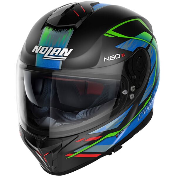 nolan n80-8 thunderbolt n-com casco nero verde m