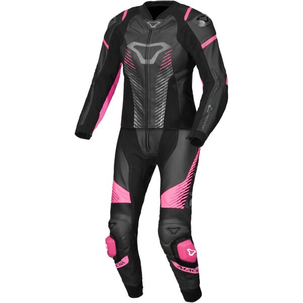 macna tronniq abito in pelle da moto traforato da donna a due pezzi nero rosa 36