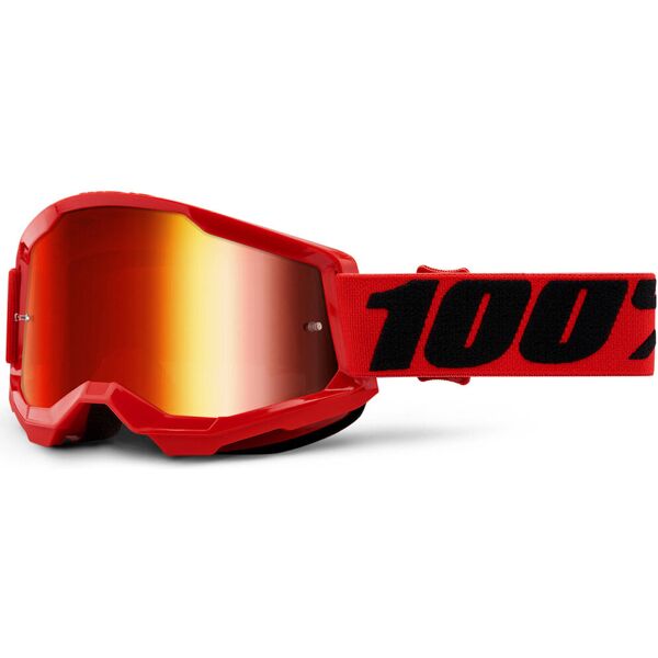 100% strata 2 occhiali da motocross nero rosso unica taglia